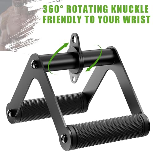 Double D Row Handle LAT Pulldown Attachments, 1.3 Inch Diameter Big Comfort Rubber Grip V Bar Attachmentt for Cable Machine Home Gym Accessory - color: Black Double D