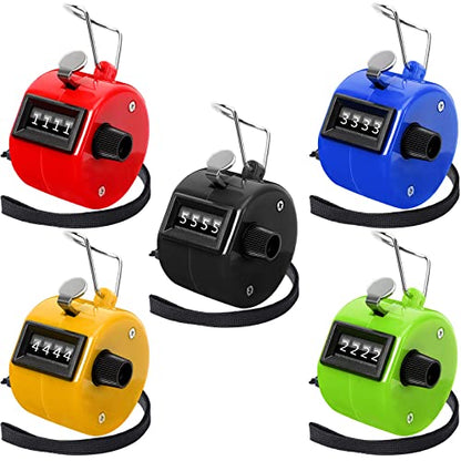 PETKNOWS 5Pcs Handheld Tally Clicker Counter 4 Digital Number for Sports | School Event Golf Sports Office Stadium, 4 Digital Number Clicker, 5 Pcs Handheld Counter Bulk - color: Red & Black & Yellow & Green & Blue