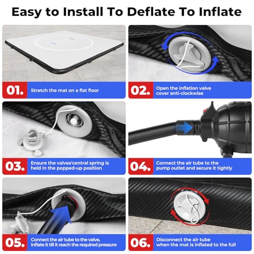 Wrestling Mat Inflatable 10x10 FT Flodable Jiu Jitsu Mats Portable 4” for Home Training, BJJ, MMA, Grappling, Judo, Martial Art, Boxing Indoor Outdoor