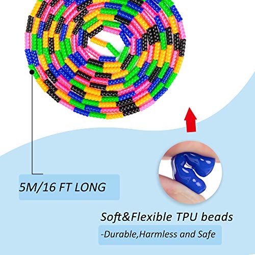 Long Double Dutch Jump Rope 16 Ft 2 Pack, Jump Rope for Kids Adults, Beaded Segmented Skipping Rope - color: Blue