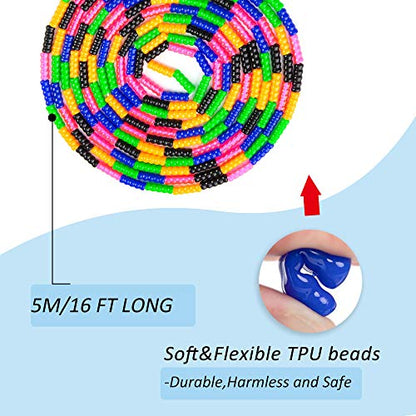 Long Double Dutch Jump Rope 16 Ft 2 Pack, Jump Rope for Kids Adults, Beaded Segmented Skipping Rope - color: Blue