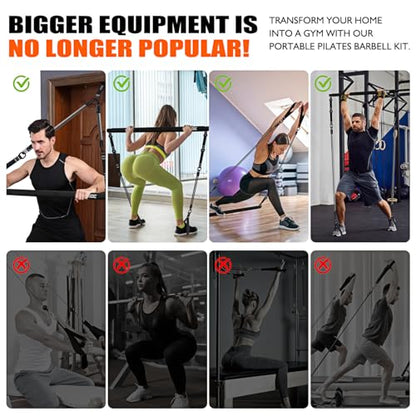 KUTIZE Pilates Bar Kit with Resistance Bands, Pilates Equipment, Multifunctional Pilates Bar for Women & Men, Pilates kit for Hip, Back, Arm, Full-Body Workouts, Home Gym Strength Training Equipment - style: Black
