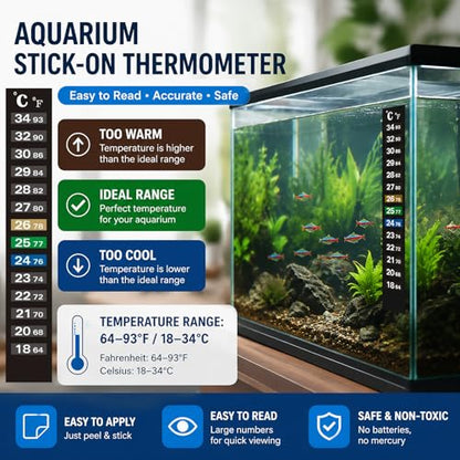 Fish Tank Cleaning Kit, Semi-Automatic Aquarium Gravel Cleaner Siphon Water Changer, Fish Tank Vacuum with Brush, Fish Waste Remover and Thermometer Strip (Non-Electronic) for Gravel and Sand Cleaning