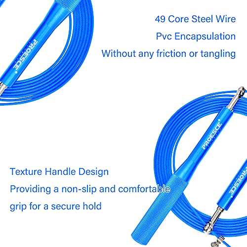 High Speed Jump Rope,360° Swivel Dual Bearing, Adjustable, Anti-slip Aluminum Handle, Skipping Rope for Fitness,Crossfit, Boxing, MMA, HIIT, for Weight Loss - color: Blue