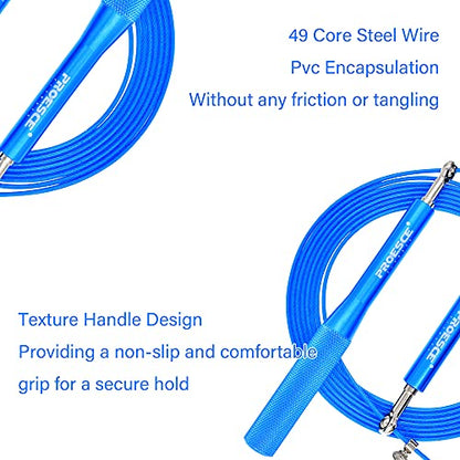 High Speed Jump Rope,360° Swivel Dual Bearing, Adjustable, Anti-slip Aluminum Handle, Skipping Rope for Fitness,Crossfit, Boxing, MMA, HIIT, for Weight Loss - color: Blue