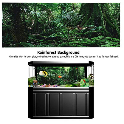 PVC Reptile Box Rainforest Background Poster Fish Tank Wall Picture Painting Decoration Self Adhesive Sticker HD Image Non Easy to Apply for Aquarium or Reptile (61 * 30cm) - size: 61*30cm