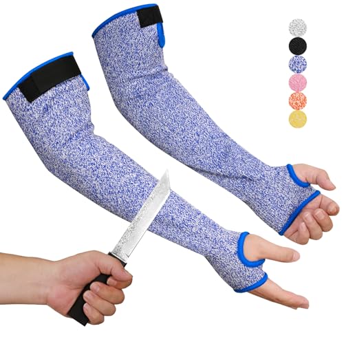 Cut Resistant Arm Sleeves for Men Women, ANSI A6 Arm Protectors for Thin Skin& Bruising for gardening Farming Yard - color: Blue
