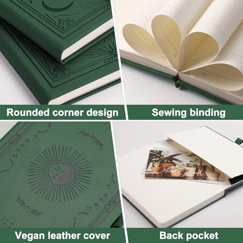 Lined Journal for Women Men, 192 Pages A5 Notebook Journal, Hardcover Notebook with 100Gsm Thick Pages, Leather Note Book for Writing, Travel, Business, Office, Prayer 5.7 x 8.3, Dark Green - color: Dark Green, style: Lined