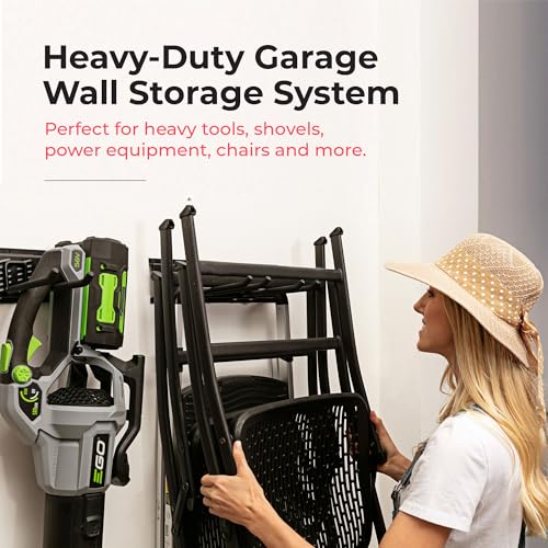 TIDYME Garage Tool Organizer Wall Mount, 80", 5 Racks 10 Hooks, 500 lbs | 500 lbs, anti-rust carbon steel, garden tool organizer & storage rack for garage organization, shovels, rakes & tools - size: 80" Carbon Steel with 5 Racks & 10 Hooks