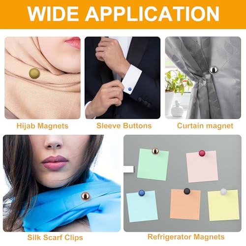 Hijab Magnets Strong Pinless Hijab Pins for Women, No-Damage to Fabric Headscarf Clips, Multi-Use Magnetic Pins for Cloth, Scarf, Dress (12 Pairs) - color: 12 pairs