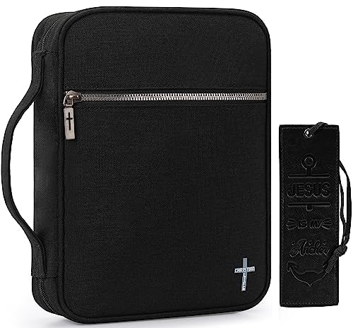 Montana West Bible Cover for Women Men with Leather Bookmark Book Carrying Cases Church Bag for Outdoor Protective - color: Black