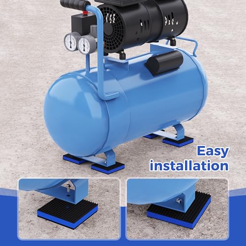 Anti Vibration Pads, 4"× 4"×7/8" Vibration Isolator Pads, Mechanical Vibration Damping Pads, Heavy Duty Rubber Isolation Pads, 3/8"Pre-Drill Hole Vibration Isolator Pad for Air Compressor | air compressor vibration pads, strong vibration damping effect -