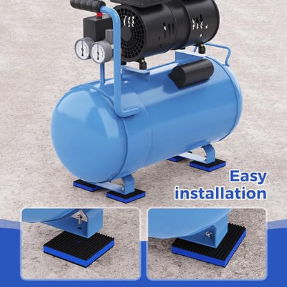 Anti Vibration Pads, 4"× 4"×7/8" Vibration Isolator Pads, Mechanical Vibration Damping Pads, Heavy Duty Rubber Isolation Pads, 3/8"Pre-Drill Hole Vibration Isolator Pad for Air Compressor | air compressor vibration pads, strong vibration damping effect -