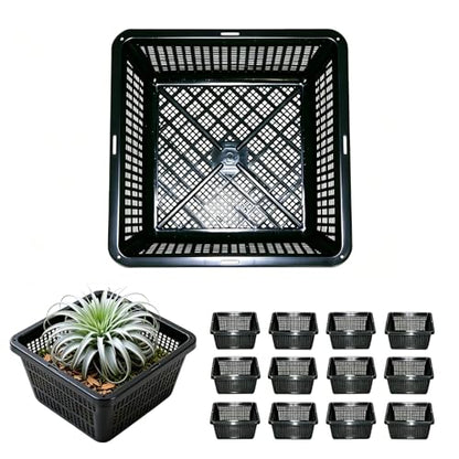 12 Pack Square Aquatic Plant Planter Basket - 7 Inch (18cm) Mesh Pond Plant Pots, Plastic Slotted Design for Water Garden, Aquaponics & Hydroponics Outdoor Use - style: 7" Square-12 PCS