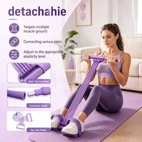 Pedal Resistance Bands with Handles, 2026 New 3 in 1 Multifunction Yoga Resistance Band, Upgrate 8 Tube Exercise Band, Stretching Workout Fitness Bands for Abdomen, Waist, Arm, Leg - color: Pink