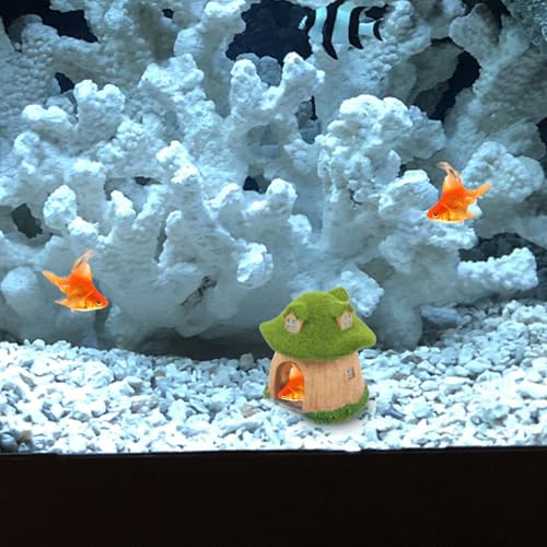 POPETPOP Mushroom Fish Tank Decor Aquarium Fish Hideout Resin Mushroom House Shelter Landscape Ornament for Betta Tanks Aquarium Decorations 3.93 in