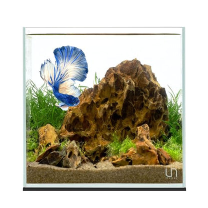 Ultum Nature Systems Ultra Clear Rimless Aquarium - Low Iron Glass Fish Tank with 45° Mitered Edges, 5mm-12mm Thick, Leveling Mat Included (25C, Cube, 4 Gallon) - size: [25C] - 4 Gal - 9.84 x 9.84 x 9.84 in