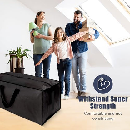 HOMESURE 12 Pack Large Strong Moving Bags with Zippers & Carrying Handles - Water-Resistant - Heavy Duty Storage Tote for Space Saving Moving Storage, Fold Flat, Alternative to Moving Box (Black)