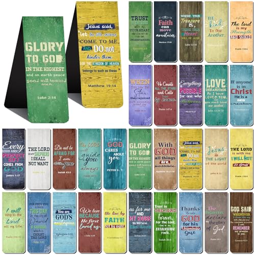 Chinco 30 Pcs Magnetic Christian Bookmarks - Bible Verse Inspirational Scripture Page Clips, Religious Prayer Bookmarks for Women, Kids, Teachers, Church Supplies & School Gifts(Vintage) - style: Vintage
