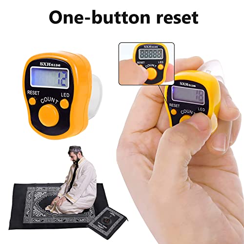 Finger Counter -Islamic Tasbih Bead- 5 Digital LED Electronic Handheld Tally Counter Clicker with Case Mechanical Manual Clicker Number Lap Tracker Counter - color: 5 pcs Tally counter