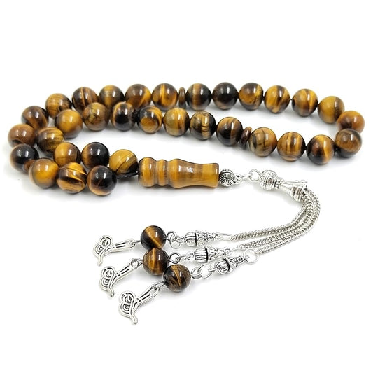 ALBASHAN Tasbih Natural Tiger eye 33 45 51 99 100 islamic prayer beads Muslim accessories arab Gemstone bracelet Misbaha - size: 10mmx51beads