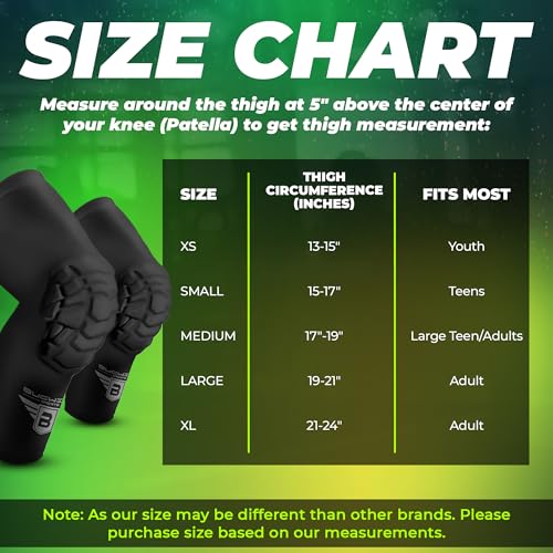 Bucwild Sports Pro Compression Padded Knee Sleeves Knee Pads Youth & Adult Basketball Football Wrestling Volleyball 1 Pair - color: Navy Blue, size: XS (Youth)