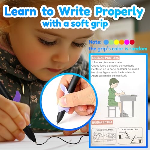 4 Magic Tracing Practice Books – Grooved Handwriting Spanish Copybooks for Kids, Reusable Writing Practice Workbooks Without Tears, Disappearing Ink for Toddlers Preschool Learn (Spanish) - color: Spanish