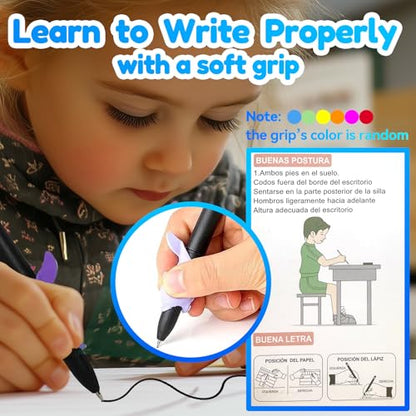 4 Magic Tracing Practice Books – Grooved Handwriting Spanish Copybooks for Kids, Reusable Writing Practice Workbooks Without Tears, Disappearing Ink for Toddlers Preschool Learn (Spanish) - color: Spanish