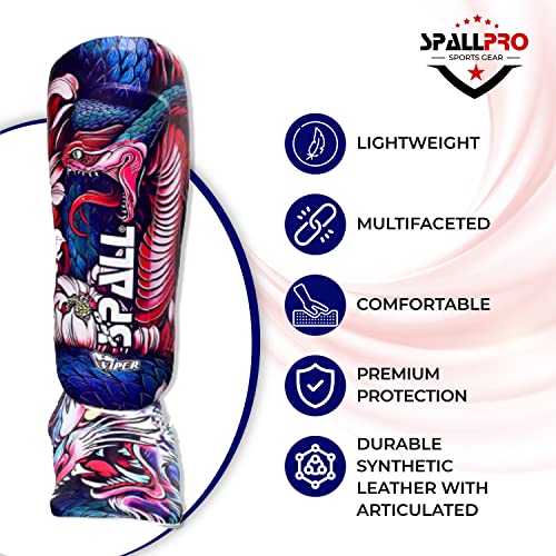 Generic Spall Pro Shin Instep Guard - Martial Arts Leather Defence Guards - Wrestling Muay Thai Shin Pads – Foot Shield Youth Shin Guards – MMA Karate BJJ shin Guards (Viper, S)