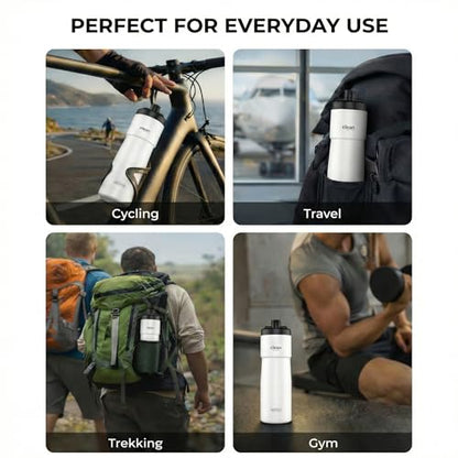 The Clean Hydration Co Insulated Bike Water Bottle 23 oz | Easy Clean Nozzle, Easy Squeeze Sports Bottle | BPA Free Cycling Bottle for Road & Mountain Biking, Gym & Travel | Gloss White - color: Gloss White