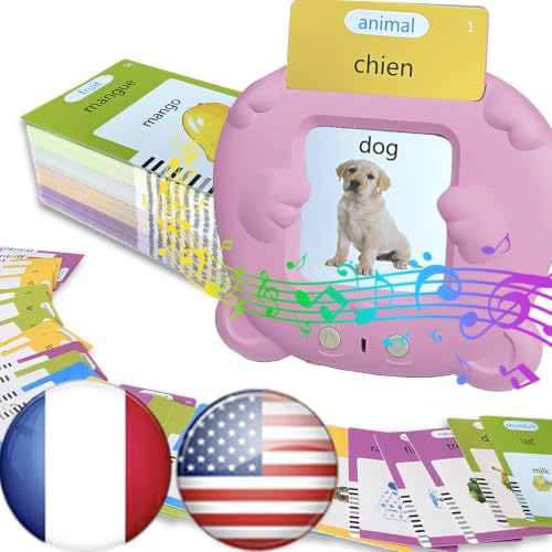 Bilingual English Talking Flash Cards for Kids - French, Pink - color: French, size: Pink