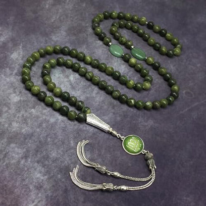 Special Prayer Beads Series -99 beads- Tesbih Tasbih Tasbeeh Misbaha Masbaha Subha Sebha Sibha (Taiwan Green Jade -8mm, 99 Beads) - color: Taiwan Green Jade -8mm, 99 Beads