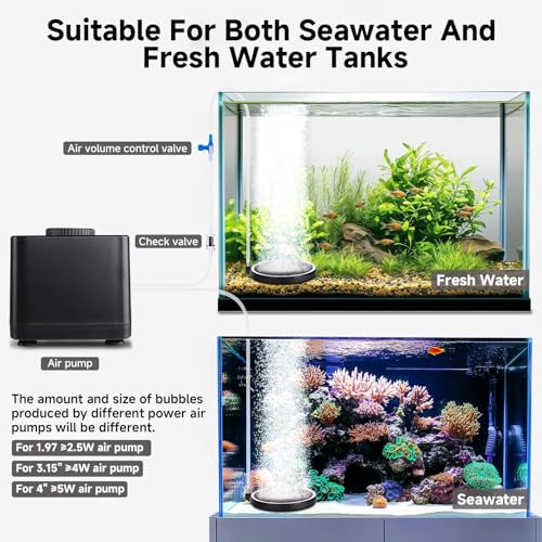 hygger Air Stone for Aquarium: Quiet High Dissolved Oxygen Diffuser Kit for Freshwater or Saltwater Fish Tank and Hydroponic Air Pump-Disc 4 x 4 Inch Air Bubble Stone Without air Pump - size: 10CM