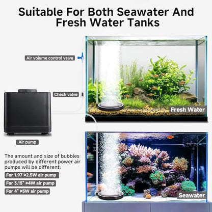 hygger Air Stone for Aquarium: Quiet High Dissolved Oxygen Diffuser Kit for Freshwater or Saltwater Fish Tank and Hydroponic Air Pump-Disc 4 x 4 Inch Air Bubble Stone Without air Pump - size: 10CM