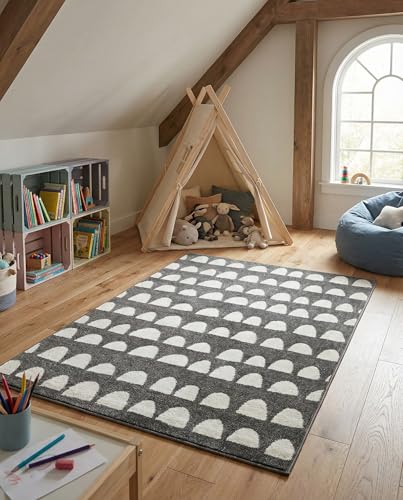 Rugs.com Whimsy Kids Collection Rug – 4x6 Dark Gray Medium-Pile Rug Perfect for Entryways, Kitchens, Breakfast Nooks, Accent Pieces - color: Dark Gray, size: 4' x 6'