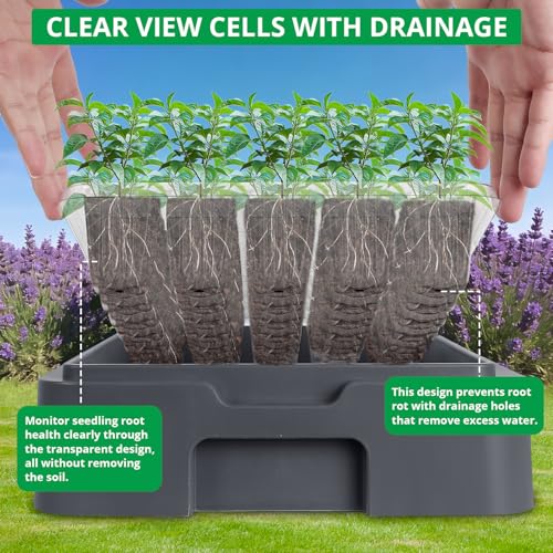 Sondiko Seed Starter Tray with Grow Light, Heated Seed Starter Kit with Temperature Display, Humidity Dome Germination Kit, Adjustable Plant Light for Seed Starting and Seedling Growth - color: Gray