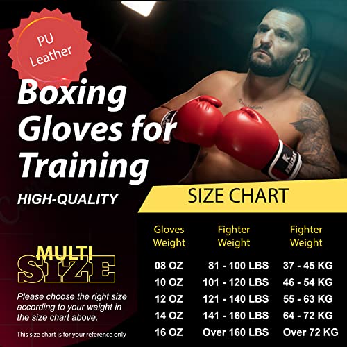 Kruzak Boxing Gloves for Men & Women, Sparring & Kickboxing Gloves, Muay Thai & MMA Gloves, 8-16 oz - color: Red, size: 16 oz