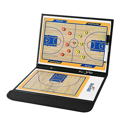 Foldable Leather Football Soccer Magnetic Tactic Marker Coaching Clipboard with Zipper and Marker Pen - Coaching Strategy Guiding Board Kit Equipment Portable Coach Tool - style: Basketball