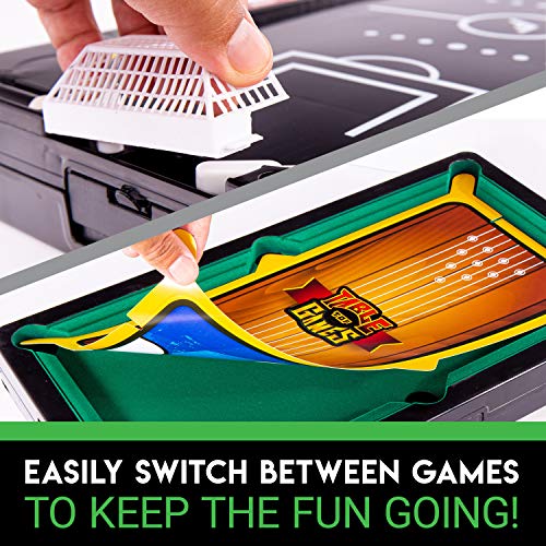 Franklin Sports Table Top Game Set - 5-in-1 Sports Center Indoor Game-Tabletop Soccer, Basketball, Hockey, Bowling+Pool