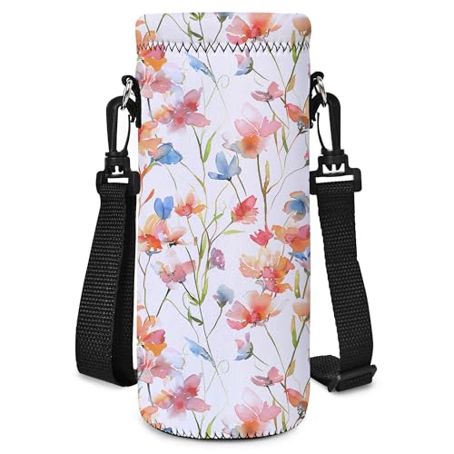 Neoprene Water Bottle Carrier Bag with Adjustable Shoulder Strap,Insulated Water Bottle Cover for Stainless Steel/Glass/Plastic Bottles - color: BC-52, size: 500ml