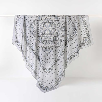 K-Elewon Large Square Scarf 51" Headscarf Chiffon Fashion Scarves Turbans Hair Wrapping Scarfs - color: C-grey