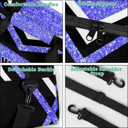 Custom Fitness Volleyball Bag with Name, Personalized Duffle Bag Overnight Bag Gym Duffle Bag for Travel Sleepover Bag, Light Blue Glitter Black - color: Blue