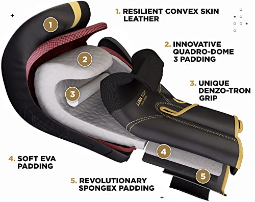 RDX Boxing Gloves, Pro Training Sparring, Maya Hide Leather, Muay Thai MMA Kickboxing, Men Women Adult, Heavy Punching Bag Focus Mitts Pads Workout, Ventilated Palm, Multi Layered, 8 10 12 14 16 18 Oz - color: GOLDEN, size: 10 OZ