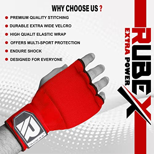 Slip on Boxing Hand Wraps Padded Thick Knuckle Inner Gloves 36 inches Elastic Wrist Strap Quick Wrap Under Mitts for Martial Arts, Muay Thai, MMA, Kickboxing Men Womem - color: Red, size: X-Large