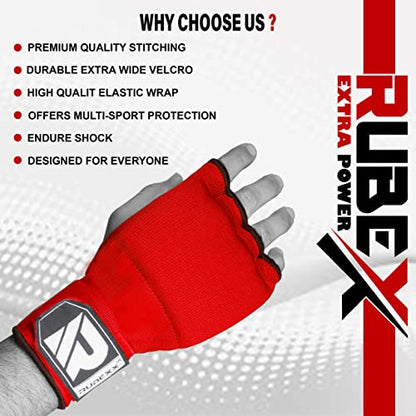 Slip on Boxing Hand Wraps Padded Thick Knuckle Inner Gloves 36 inches Elastic Wrist Strap Quick Wrap Under Mitts for Martial Arts, Muay Thai, MMA, Kickboxing Men Womem - color: Red, size: Small