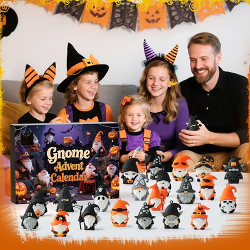 Gnome Advent Calendar 2026 Halloween,24 Day Halloween Countdown Calendar with 24 Collectible Gnome Gifts for Kids Boys Girls Toddlers Boo Basket Stuffers - color: Multi Gnome
