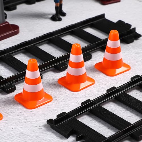 STOBOK 14Pcs Mini Traffic Cones Small Cones Tiny Simulation Road Parking Signs Plastic Traffic Roadblock Toy Educational Construction Party Favors for Kids
