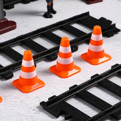 STOBOK 14Pcs Mini Traffic Cones Small Cones Tiny Simulation Road Parking Signs Plastic Traffic Roadblock Toy Educational Construction Party Favors for Kids