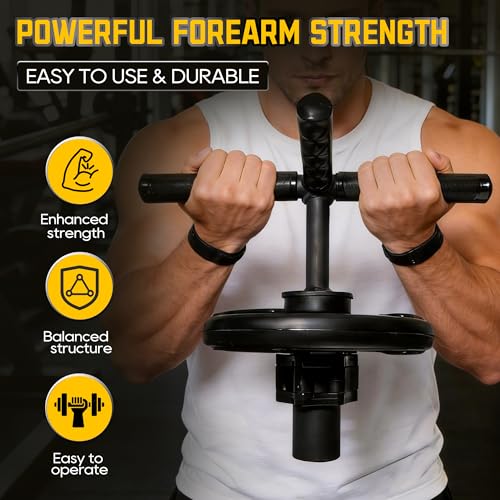 Strong Arm Forearm Trainer & Wrist Strengthener, Adjustable Alloy Steel Forearm Bar Grip Trainer with Non-Slip Handle & Clamp, Portable Forearm Exerciser for Home Office Gym