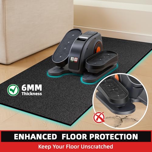 GymCope Treadmill Mat for Hardwood Floor Carpet 7'x3'/6'x3'/6'x2.5'/4'x2' | 6mm Thick Exercise Equipment Gym Mat, Compatible with Peloton Bike, Indoor Spin Bike, Elliptical - color: 48"x24"x6mm-black